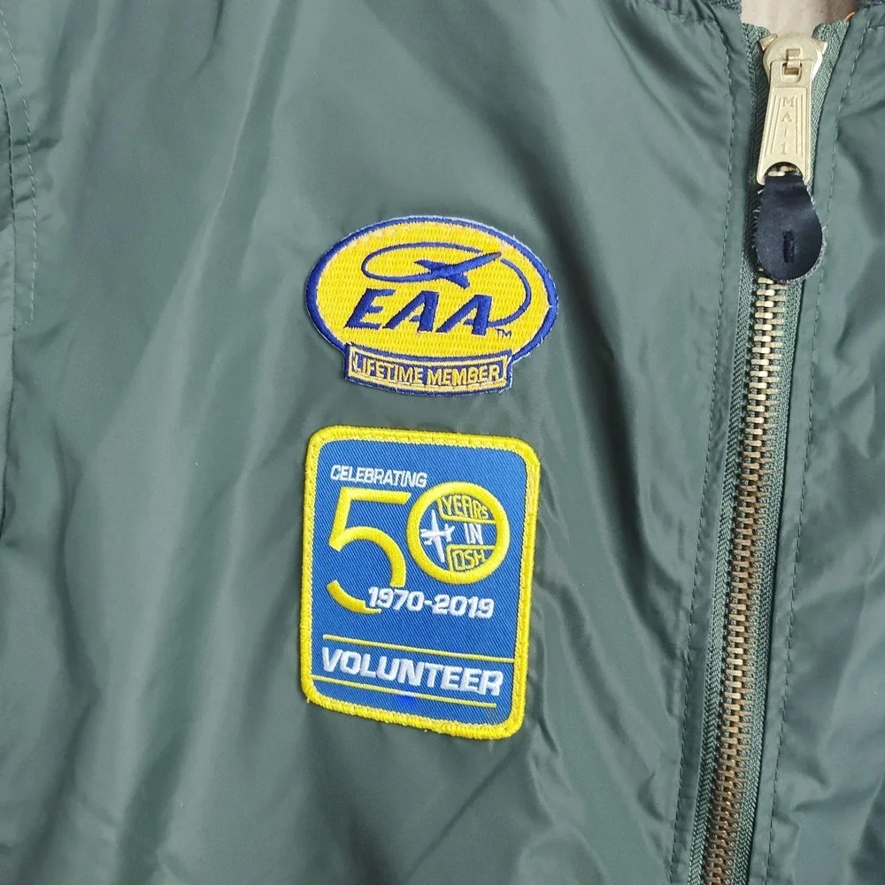Rothco EAA Warbirds Flyer's Jacket Men's Intermediate Size 2XL Green Zip Patches